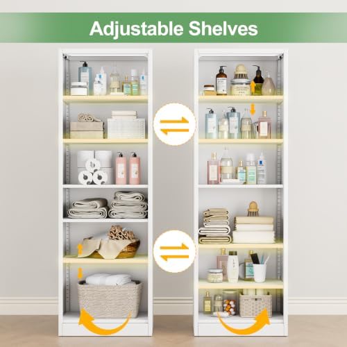 Ckzbx Metal Locker Tall Narrow Storage Cabinet, 67" H Locking Tool File Cabinets Snack Locker Organizer for School Classroom,Bedroom,Gym Home Office,Entryway and Hallway (20" W 1Door White)