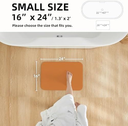 TYUU Thin Bath Mat, Small Bathroom Rugs Non Slip Washable, 16x24 Orange