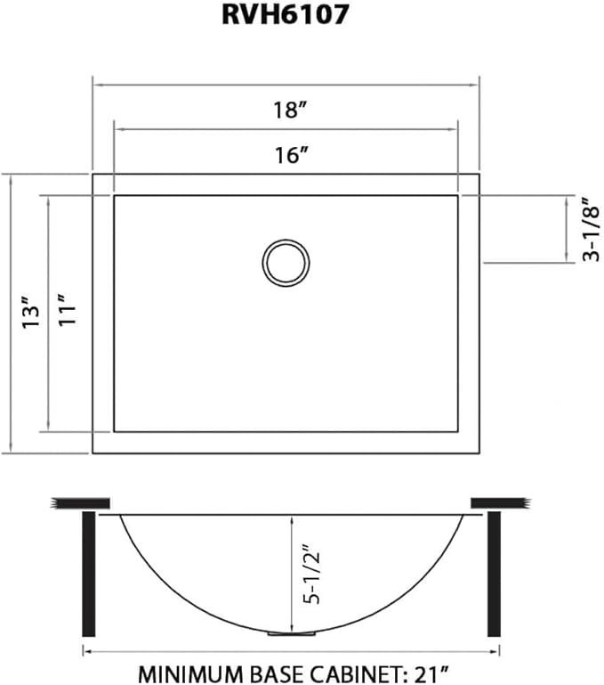 Ruvati 16 x 11 inch 16 Gauge Stainless Steel Bathroom Sink - Rectangular Bathroom Sink with Brushed Finish hides scratches, Easy-to-Clean Undermount Sinks - RVH6107