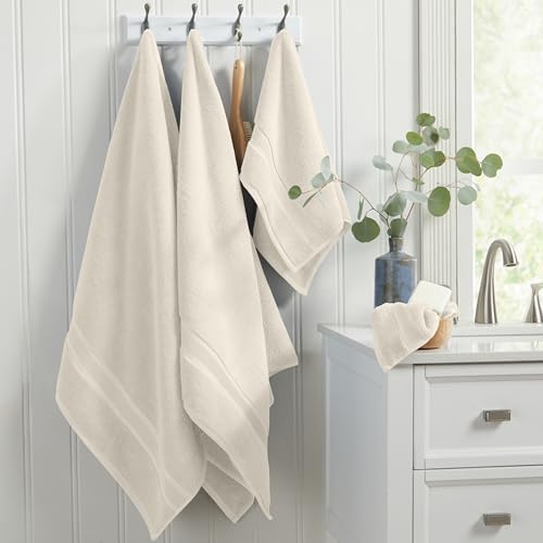 Luxury Bamboo Rayon Oversized Bath Towel Set | 2-Pack | Ultra Soft | Beige