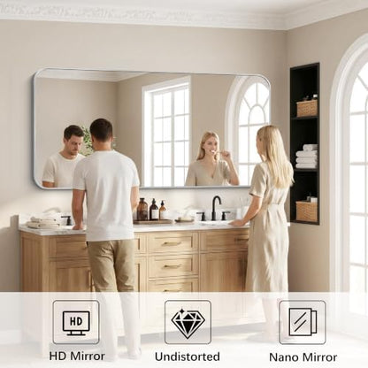 DESBING 72"x36" Bathroom Mirror for Over Sink, Silver Framed Wall Mirror