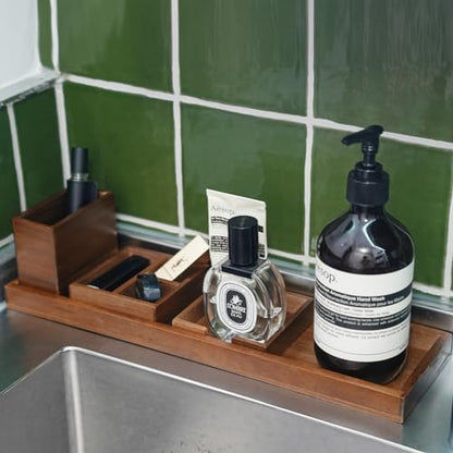 Wood Vanity Tray Set, 6-Piece Countertop Organizer for Small Items
