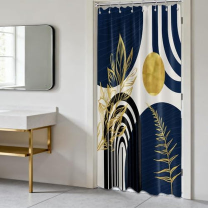 Navy Blue and Gold Stall Shower Curtain, 48X72 in Narrow Small