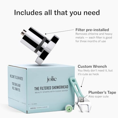 Jolie Filtered Showerhead, High Pressure Shower Filter, Modern Chrome