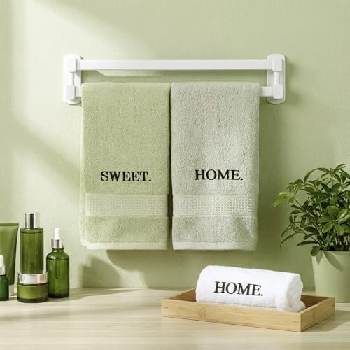 FuWeave 3 Pcs Sage Green Decorative Hand Towels Bathroom, Home Sweet Home