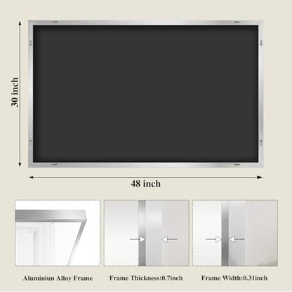 Koonmi Silver Rectangle Wall Mirror, 30x48 Inch Bathroom Mirror, Aluminum Frame Vanity Mirror for Entryway, Living Room, Bedroom Bathroom, Hangs Horizontally or Vertically