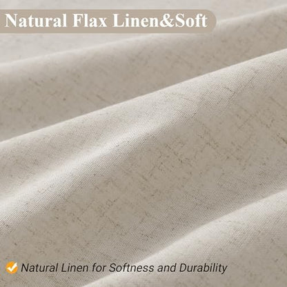 Naturoom Linen Shower Curtain 54x78 Inch for Bathroom Light Tan 1 Panel