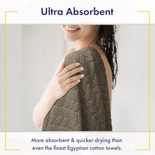 Alusa Home Ultra Soft & Stylish 700 GSM Luxury Bath Sheets | Pack of 2 | Extra Large 35x70 Inches | 100% Zero-Twist, Long-Staple Cotton | Remarkably Absorbent (Taupe)