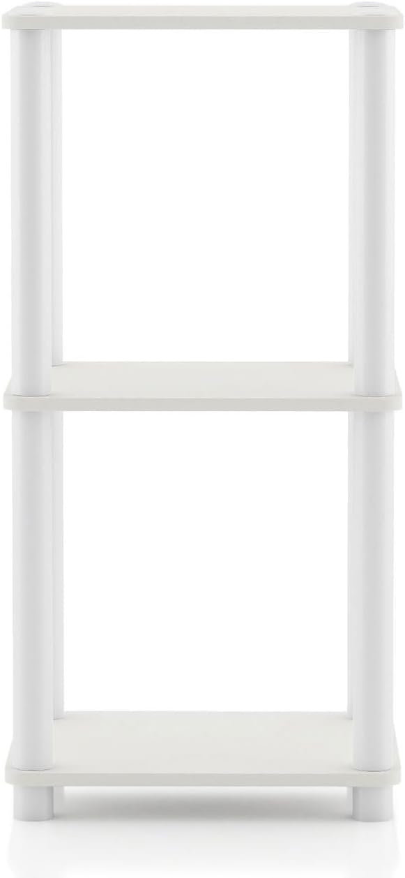 Homes: Inside + Out Apexa Modern 3-Tier Narrow Shelving Units, Collectibles Display Shelves, Easy Assembly Standing Shelf, Home Storage Organizer for Living Room, Bedroom, Office, White