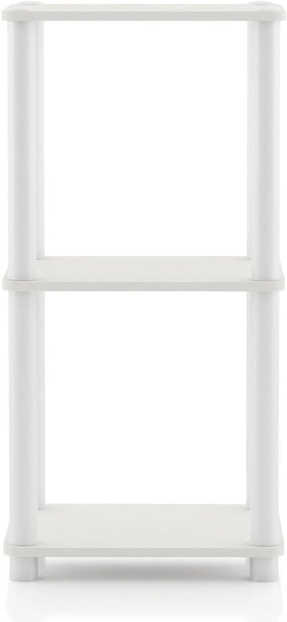 Homes: Inside + Out Apexa Modern 3-Tier Narrow Shelving Units, Collectibles Display Shelves, Easy Assembly Standing Shelf, Home Storage Organizer for Living Room, Bedroom, Office, White