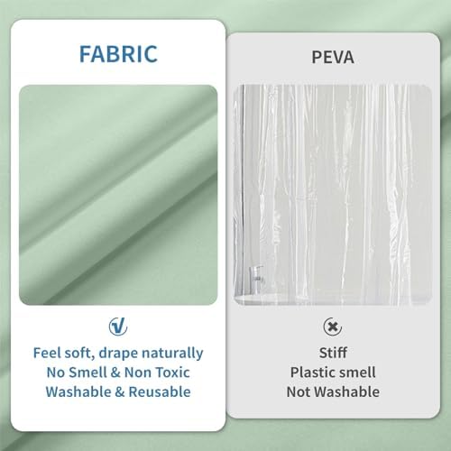 1 Pack Water-Repellent Fabric Shower Curtain Liner, 72x72 MintGreen