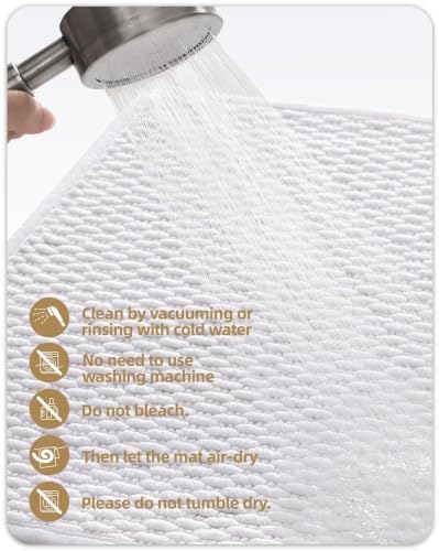 Color&Geometry 24"x36" Chenille Boho Bathroom Rug with Rubber Backing,White