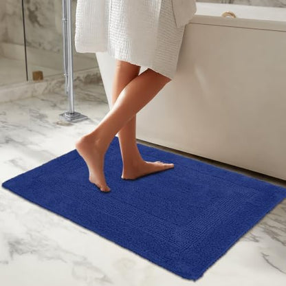 COTTON CRAFT Bath Rugs - 2 Pack Large 20x30 Soft Plush Bath Mats - Blue