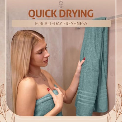 CORE 4-Piece Cotton Bath Towels for Bathroom | Value Pack, Soft, Absorbent, Quick-Dry, Lightweight, Minimalist, 27x54 in, Soft Teal