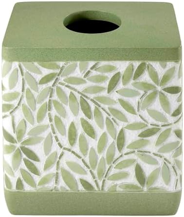 Avanti Linens - Tissue Box Cover, Resin Countertop Accessories, Guest Bathroom Essentials (Stratford Collection, Green)