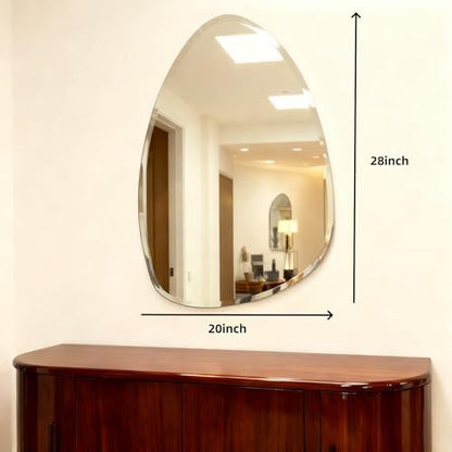 Teardrop Frameless Wall Mirror, 20x28 Inch,Beveled Edge Bathroom Mirror