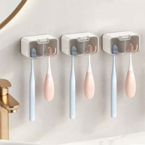 MOPMS Toothbrush Holders for Bathrooms with 2 Slot Independent Compartment