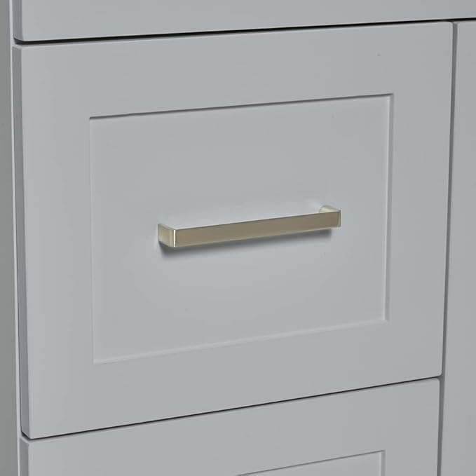 ARIEL Cambridge 60-inch Bathroom Vanity with Sink,Solid Wood, 1.5-inch Italian Carrara Marble Countertop, Single Rectangular Porcelain Sink, 2 Soft Closing Doors, 9 Dovetail Drawers, Grey