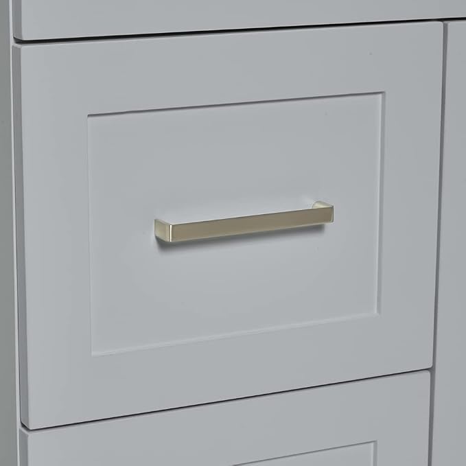 ARIEL Cambridge 60-inch Bathroom Vanity with Sink,Solid Wood, 0.75-inch Italian Carrara Marble Countertop, Single Rectangular Porcelain Sink, 2 Soft Closing Doors, 9 Dovetail Drawers, Grey