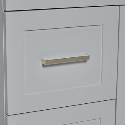 ARIEL Cambridge 60-inch Bathroom Vanity with Sink,Solid Wood, 1.5-inch Italian Carrara Marble Countertop, Single Rectangular Porcelain Sink, 2 Soft Closing Doors, 9 Dovetail Drawers, Grey