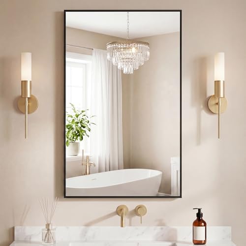 NEWBULIG 24x40 Wall Mirror, Bathroom Mirrors for Over Sink, Black