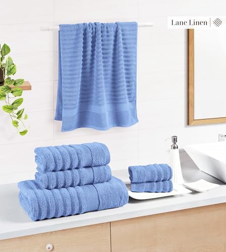 LANE LINEN Towel Set Soft Absorbent Quick Dry 100% Cotton 6 Piece - Allure