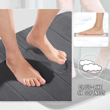 Yimobra Memory Foam Bathroom Mat Set, 24 x 17 & 24 x 20 in, Dark Gray