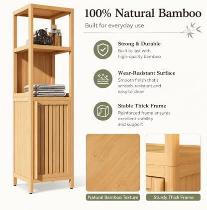 Bamboo Bathroom Storage Cabinet (Natural, 52'')