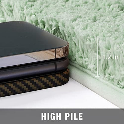 TECHMILLY Non-Slip Bathroom Rugs Sets 2 Piece, Fluffy Soft Luxury Microfiber Shower Mat, Absorbent, Washable & Quick Dry for Bath Floor, 32''x20'', Green