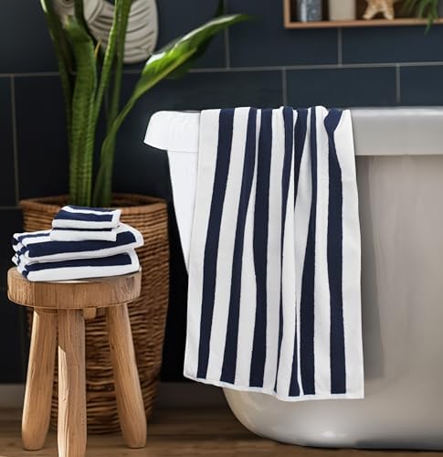 ORIGINAL KIDS 6 Piece Towel Set - 100% Cotton Cabana Stripe Kids Towel Set