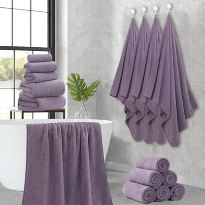 Hailea Hand Towels Set 16x31 Inches,Soft Microfibers Bathroom Towel Set 2 Pack,Highly Absorbent Quick Dry Luxury Towel Hotel Spa Gym Hand Towel Collection for Bathroom,Dark Purple