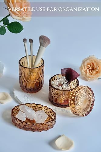 LaMarriti Amber Bathroom Accessories Set, 5Pcs Clear Glass Bathroom Set