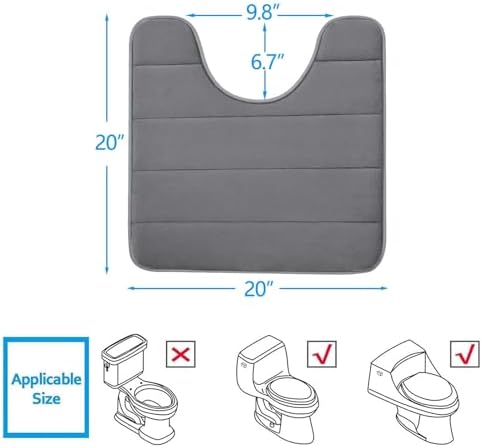Buganda Memory Foam U-Shaped Toilet Rugs 20 x 20, Absorbent Bathroom mat