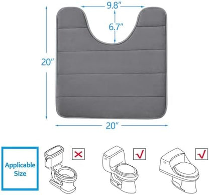 Buganda Memory Foam U-Shaped Toilet Rugs 20 x 20, Absorbent Bathroom mat