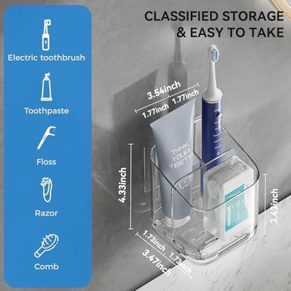 3 Slots Detachable Toothbrush Holders Wall Mounted for Bathrooms