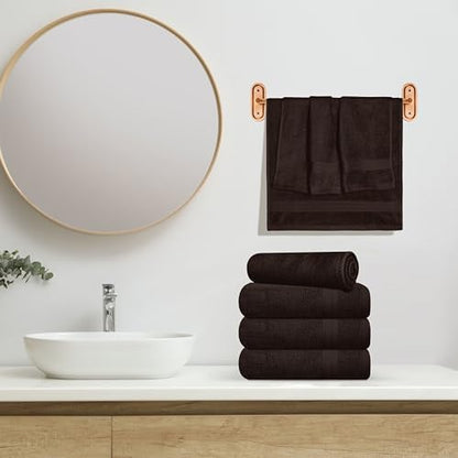 GLAMBURG Ultra Soft 6-Piece Hand Towel Set 16x28-100% Ringspun Cotton - Durable & Highly Absorbent Hand Towels - Ideal for use in Bathroom, Kitchen, Gym, Spa & General Cleaning - Chocolate Brown