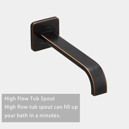 Oil Rubbed Bronze Shower Faucet Set with Tub Spout Bathroom Rainfall 8 Inch Shower Head System with Handheld Single Handle Shower Trim Kit with Rough-in Valve