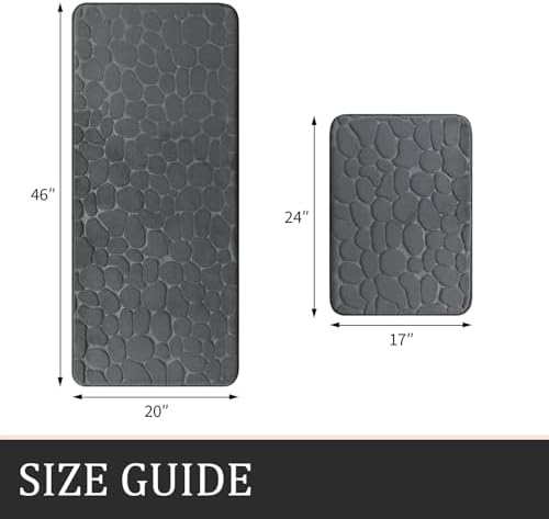 YIHOUSE Bathroom Rugs Mat Set, Memory Foam Bath Mat 2 Piece Dark Grey