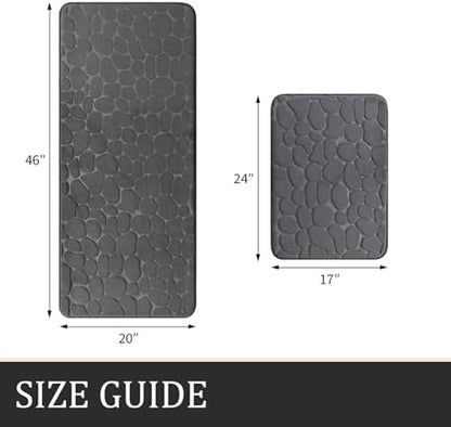 YIHOUSE Bathroom Rugs Mat Set, Memory Foam Bath Mat 2 Piece Dark Grey
