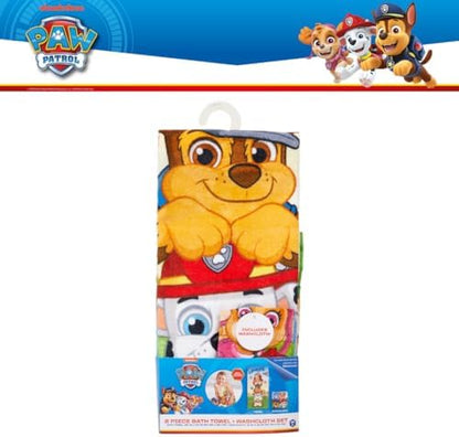 Paw Patrol Kids Bath/Pool/Beach Soft Absorbent Cotton Terry Towel with Washcloth 2 Piece Set, 50 in x 25 in, (Officially Licensed Product) by Franco