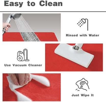 TYUU Thin Bath Mat, Large Christmas Bathroom Rugs Non Slip, 36x60 Red