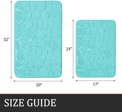 YIHOUSE Bathroom Rugs Mat Set, Memory Foam Bath Mat 2 Piece Teal