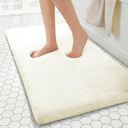 MINIDEAR Bathroom Rugs 47x17 Cream - Thick Memory Foam Bath Mat, Ultra Soft & Plush Fluffy, Non-Slip, Quick Dry, Absorbent Washable Floor Microfiber Mat for Tub, Home Decor Accessories