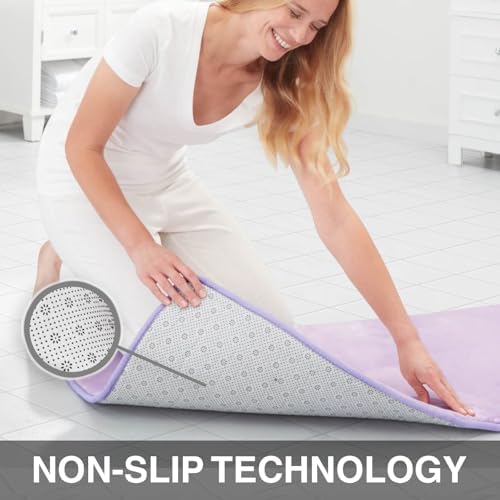 Memory Foam Bath Mat Non Slip Absorbent Super Cozy Velvet Bathroom Rug Carpet (17 inches X 24 inches, Lavender)