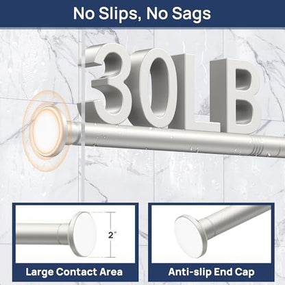 ENJOYBASICS 1" Nickel Shower Curtain Rod, 30-64" Adjustable, Secure Tension