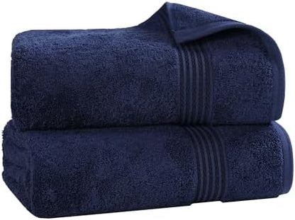 Superior Egyptian Cotton Bath Sheet Set, Oversized Towels for Home Bathroom, Master, Guest Bath, Decor Essentials, Quick Dry, Absorbent, Large Body Towel, Spa, Hotel, Resort, Set of 2, Navy Blue