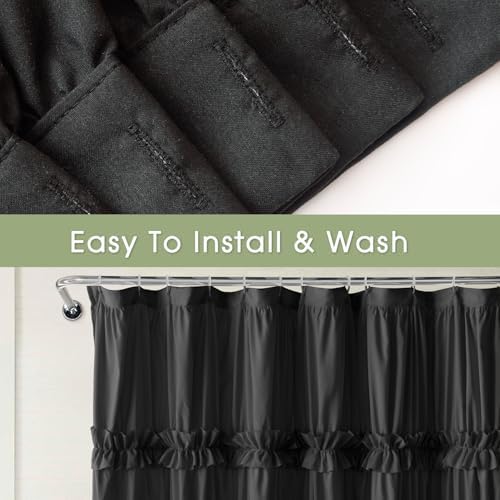 Farmhouse Ruffle Shower Curtain, Black, 72 x 72 in