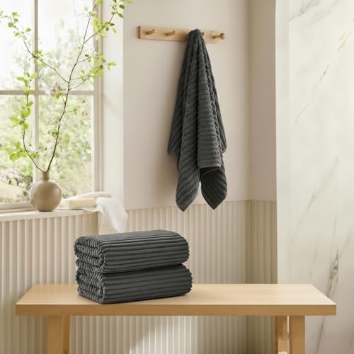 2 Piece Bath Sheets, 40"x80" Bath Towels, Charcoal Gray