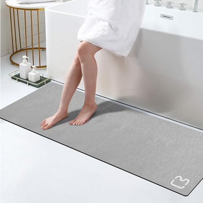 Extra Long Bathroom Runner Large Stone Bath Mats for Bathroom,17"x59"Grey