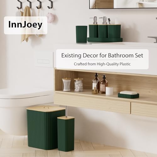 Bathroom Accessories Set - 10PC Bathroom Set, Green Bathroom Set, Bathroom Accessories Set, Toilet Brush, Bathroom Trash Can & Soap Dispenser